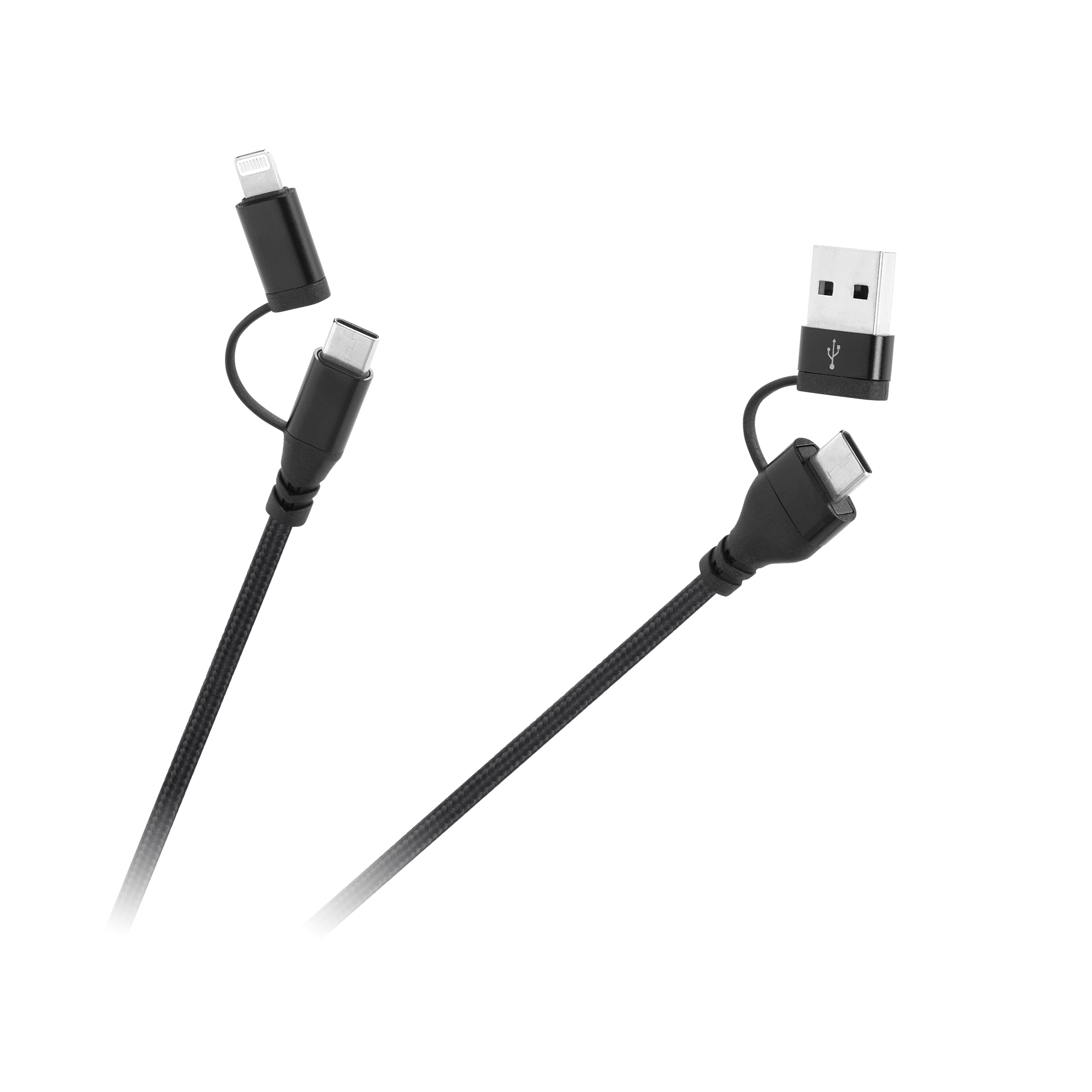 Neli-ühes USB-A/USB-C–USB-C/Lightning kaabel, 1 m