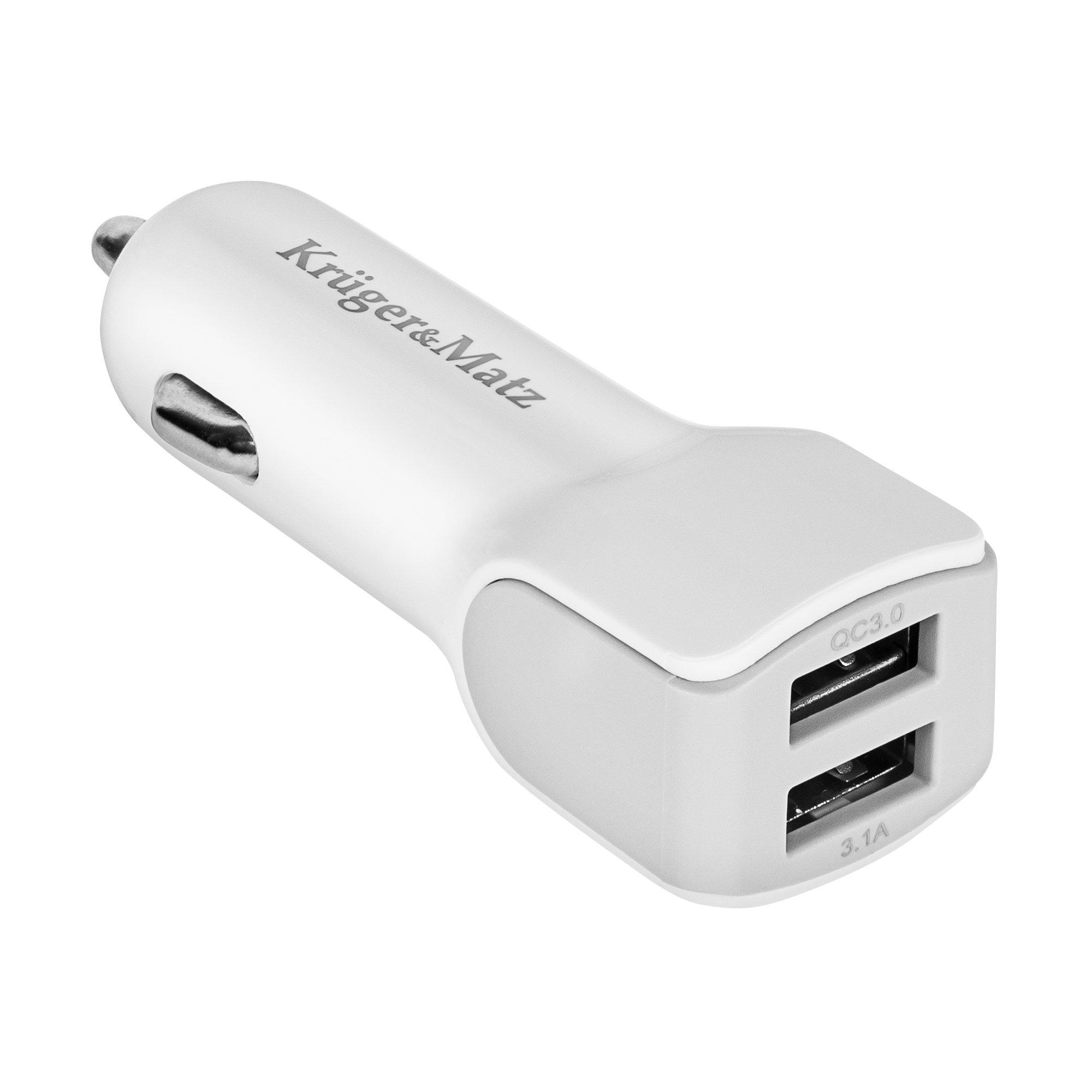 Kruger&Matz kahe USB-pordiga autolaadija, 3000 mA, Quick Charge 3.0