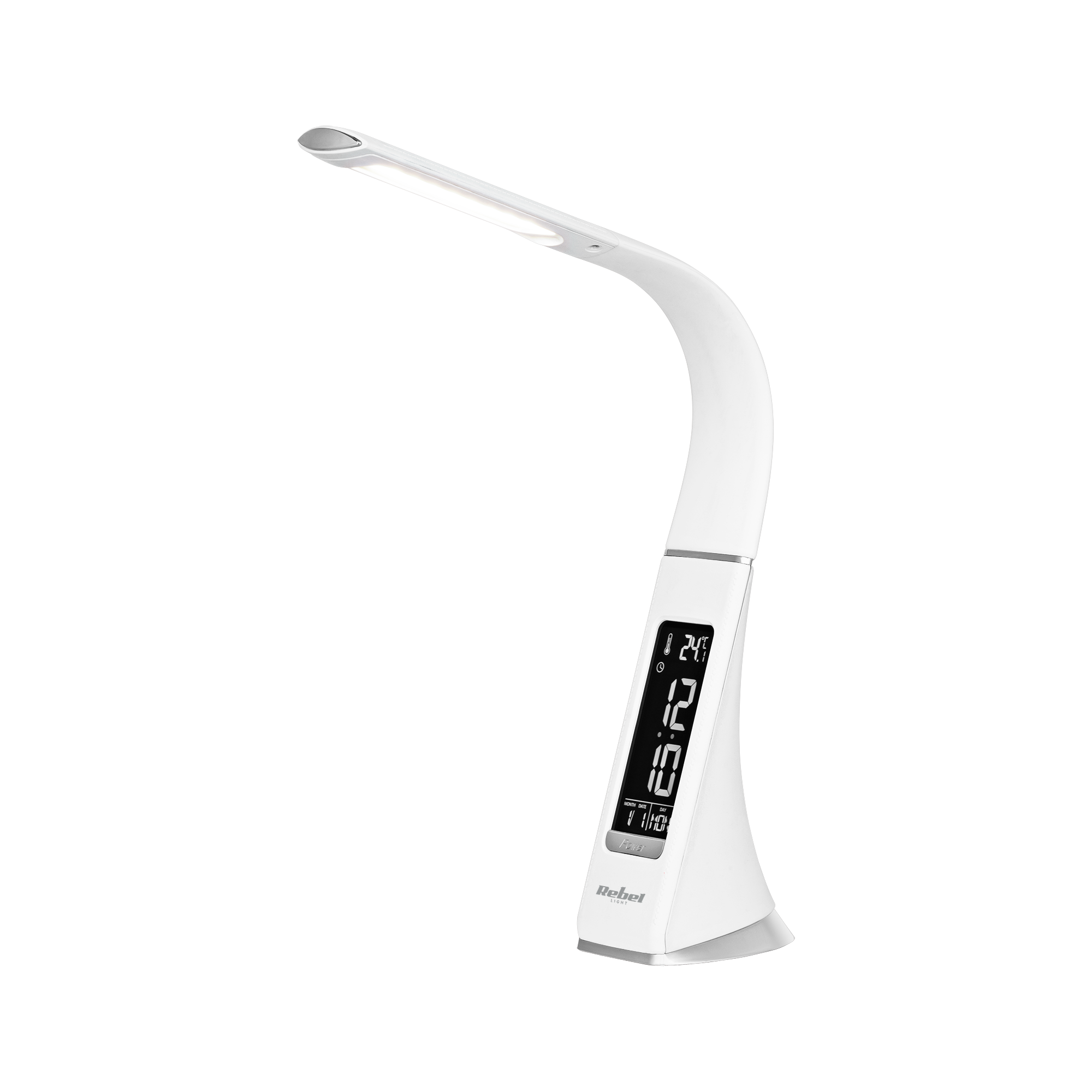 Светодиодная настольная лампа REBEL с часами, календарем и индикацией температуры