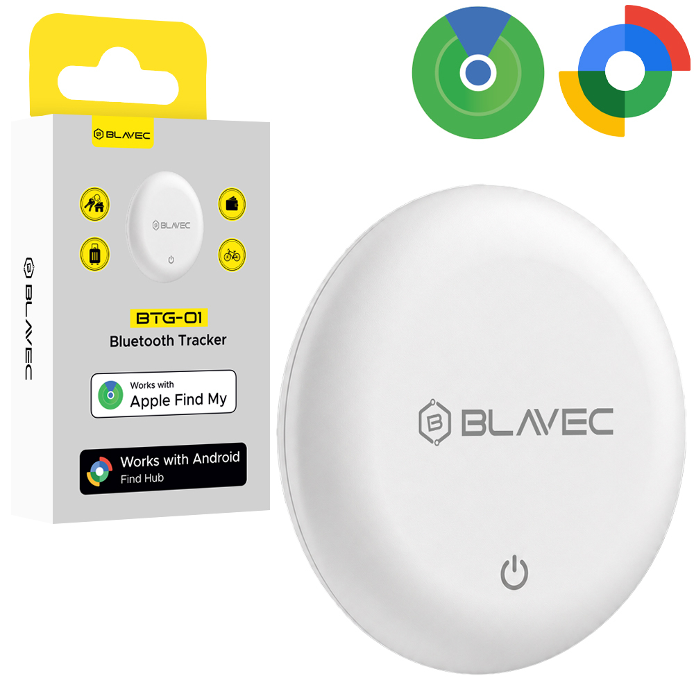 Valge Blavec BTG-01 Bluetooth-esemejälgija Apple'i ja Androidi seadmetele (BTBTG01-W)