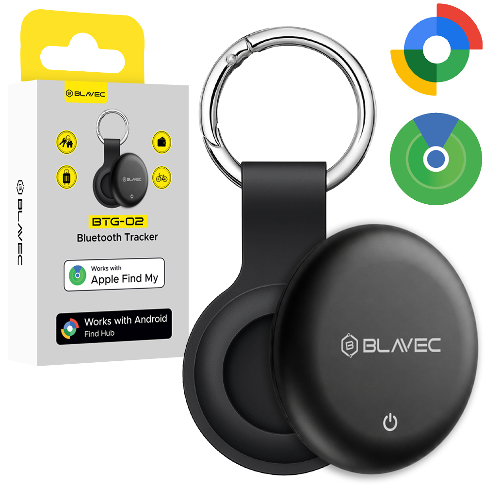 Must Blavec BTG-02 Bluetooth-esemejälgija võtmerõngaga Apple'i ja Androidi seadmetele (BTBTG02-B)