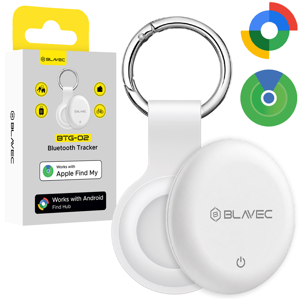 Valge Blavec BTG-02 Bluetooth-esemejälgija võtmerõngaga Apple'i ja Androidi seadmetele (BTBTG02-KW)