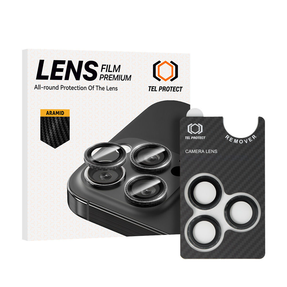 Tel Protect 3D Lens Aramid Series karastatud kaitseklaasid Apple iPhone 18 Pro / 18 Pro Max kaameraläätsedele (3 tk)