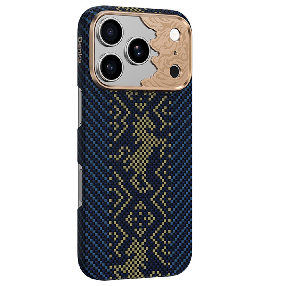 Sinine Benks Magnetic Armor Air Knight kevlari ja metallraamiga ümbris (C.K.FL.AP.GD.C072) mudelitele iPhone 18 Pro / iPhone 17 Pro