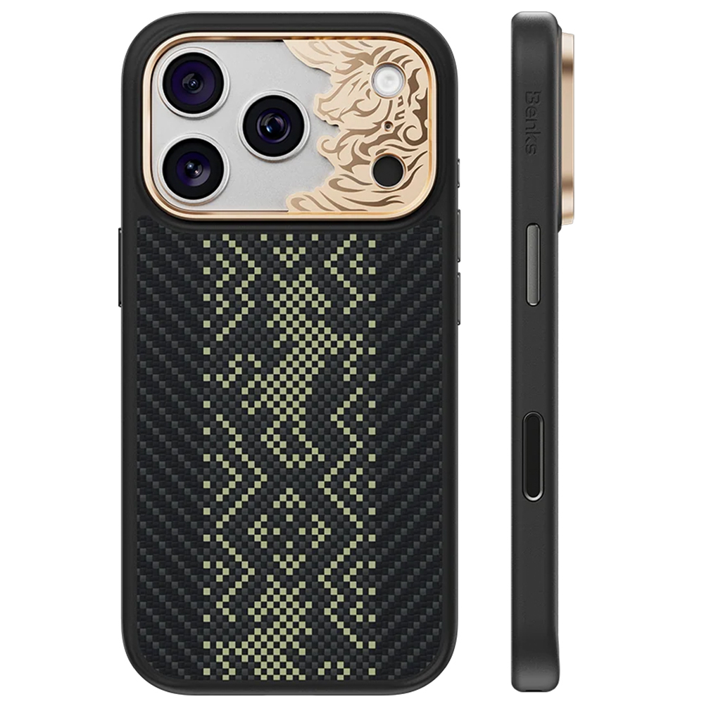 Must Benks Magnetic Armor Pro Knight kevlari ja metallraamiga ümbris (C.K.FL.AP.GD.B073) mudelitele iPhone 18 Pro Max / iPhone 17 Pro Max Camera Controli nupuga