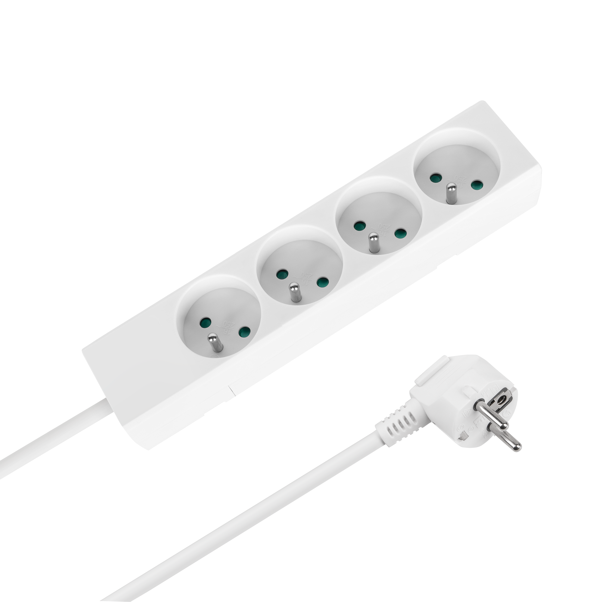 Rebel Prantsuse tüüpi pikendusjuhe, 4 pesa, 3 m, lülitita, 3 x 1,5 mm, valge