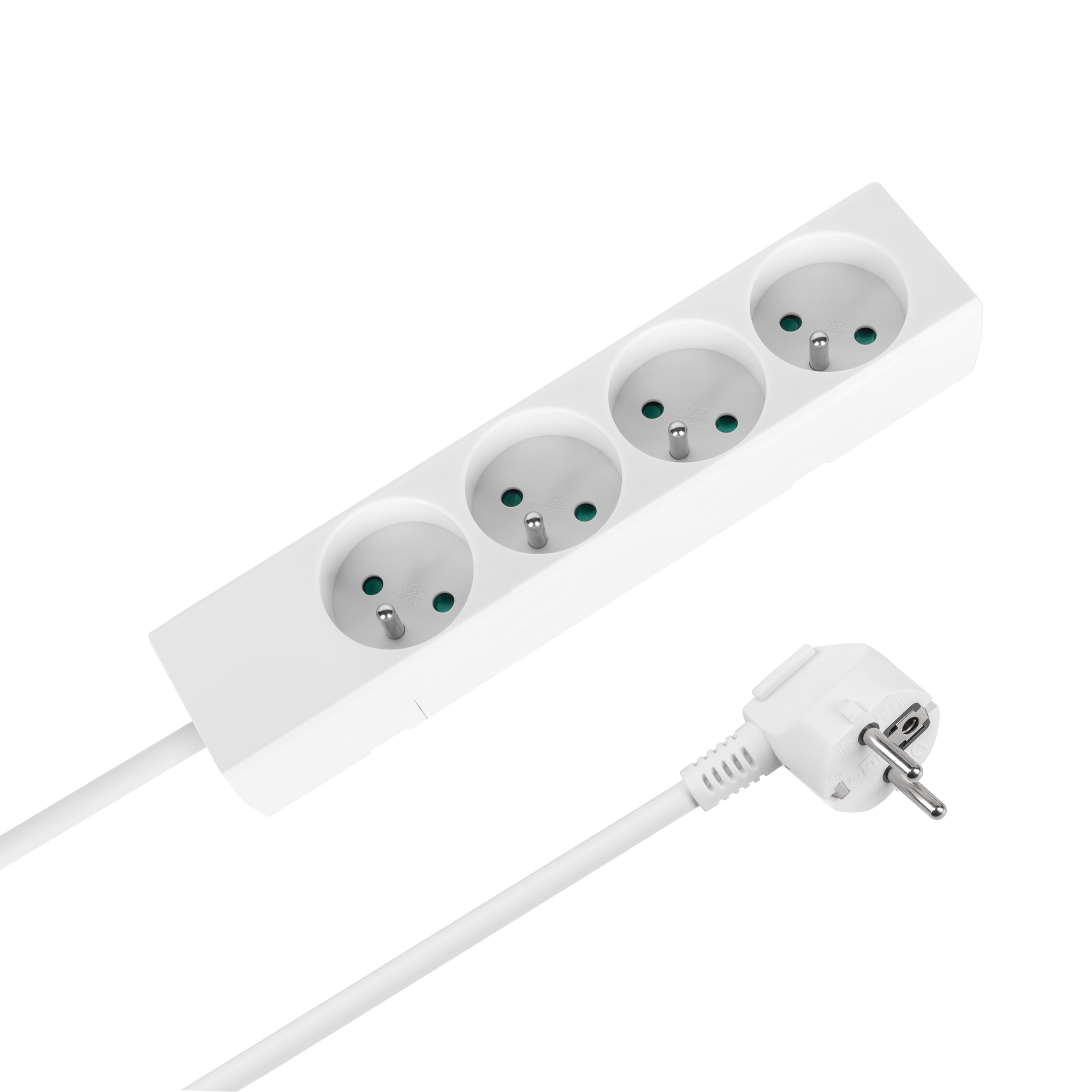 Rebel Prantsuse tüüpi pikendusjuhe, 4 pesa, 5 m, lülitita, 3 x 1,5 mm, valge