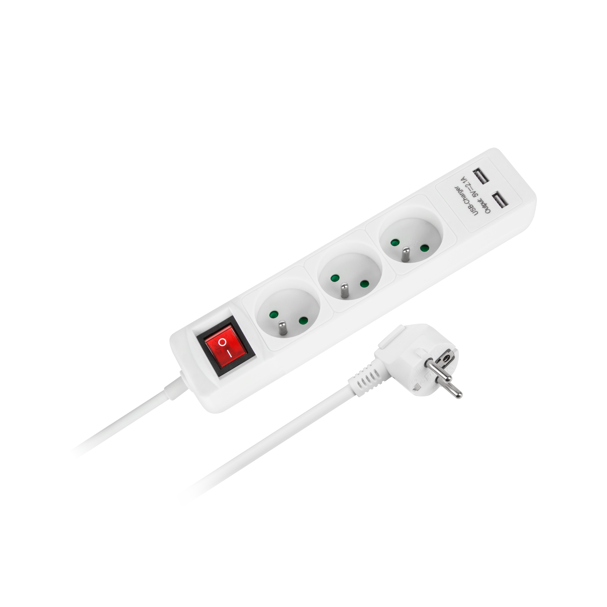 Rebel pikendusjuhe, 3 pistikupesa + 2 USB-pesa, lülitiga, 5 m