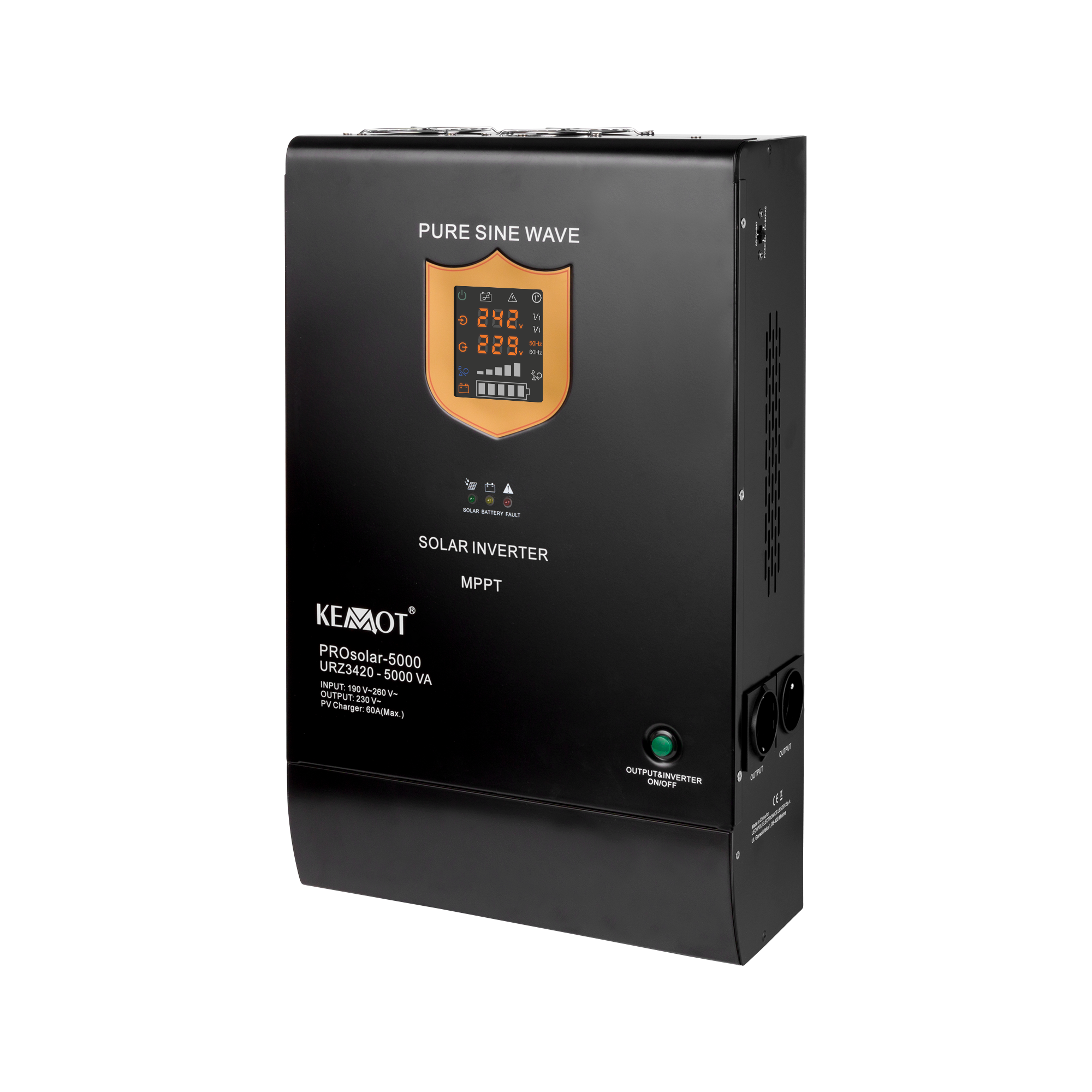 KEMOT PROsolar-5000 seinale paigaldatav päikeseinverter, 48 V/230 V, 5000 VA/3500 W