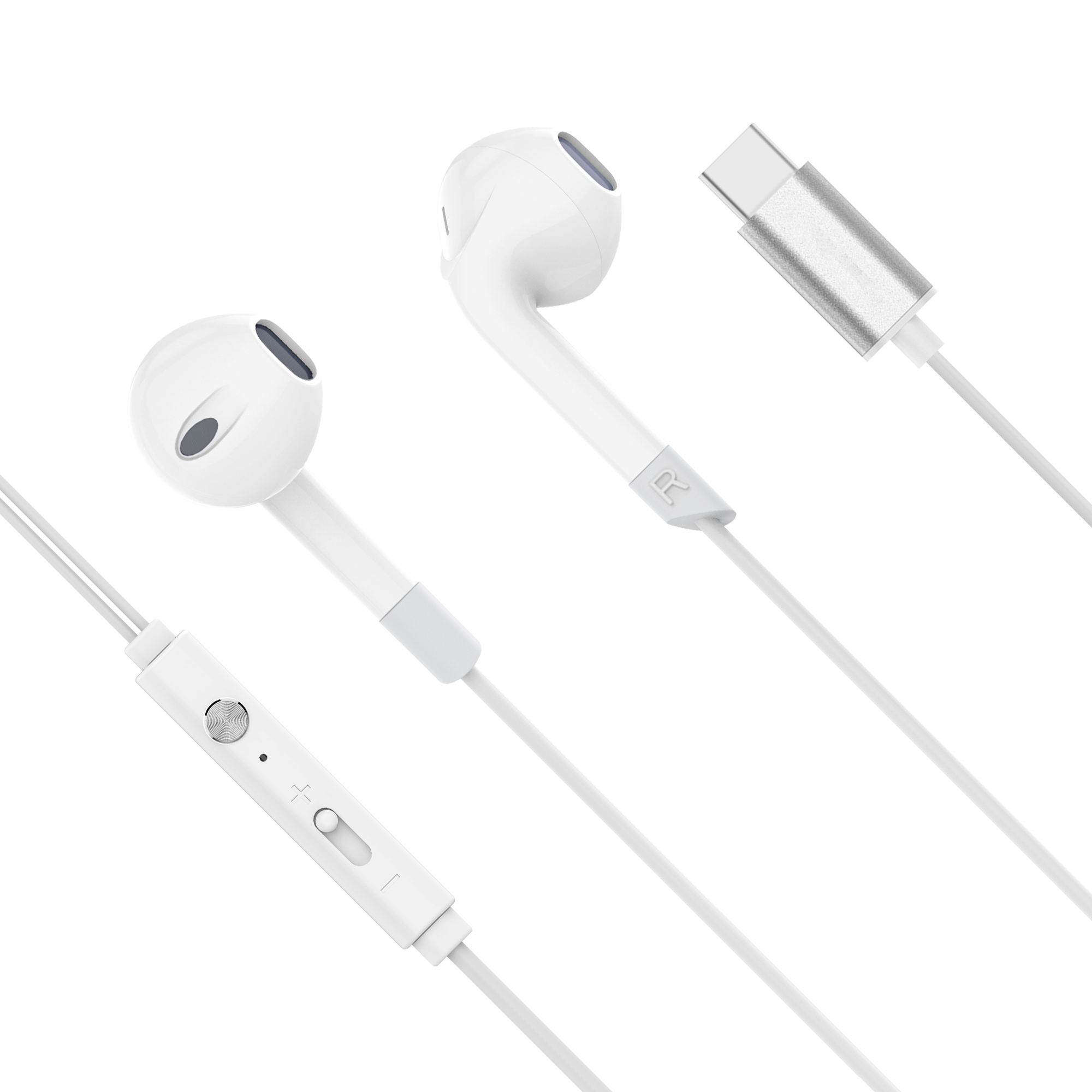 Kruger&Matz C2 USB-C kõrvasisesed mikrofoniga kõrvaklapid, valged