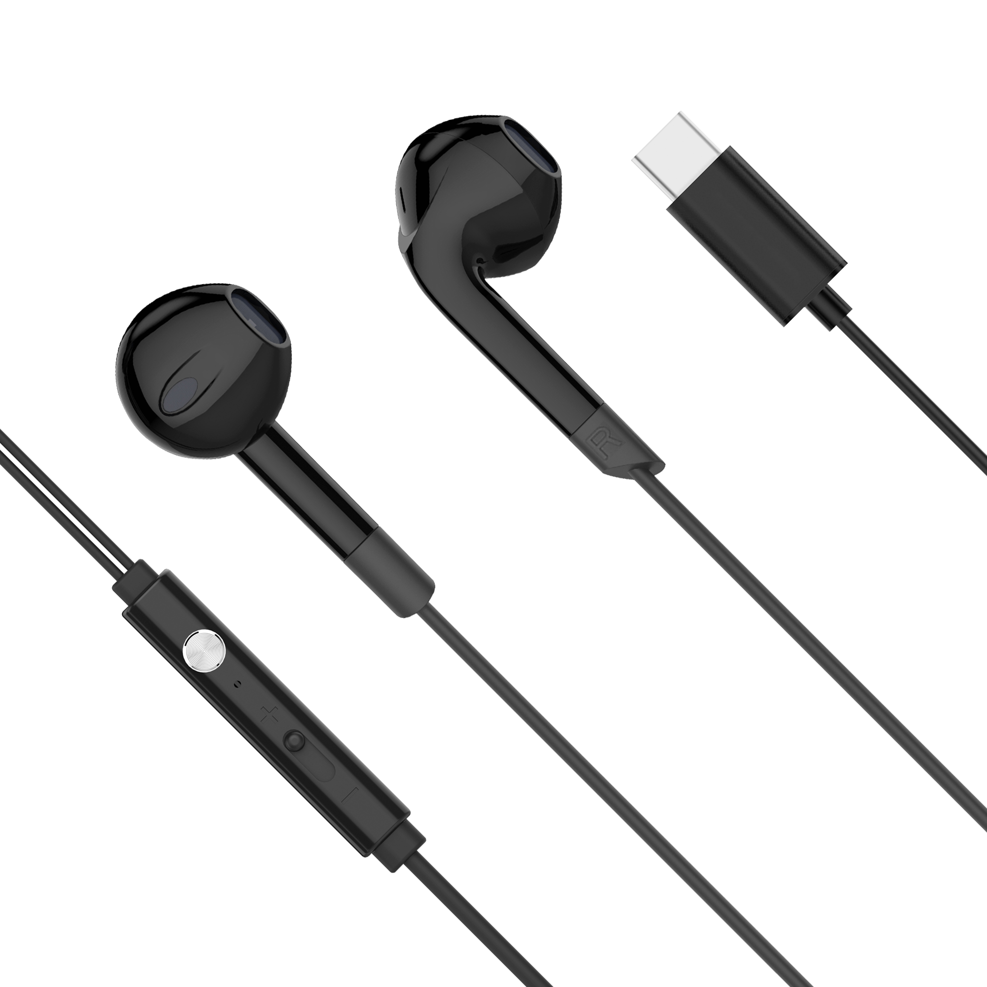 Kruger&Matz C2 USB-C kõrvasisesed mikrofoniga kõrvaklapid, mustad