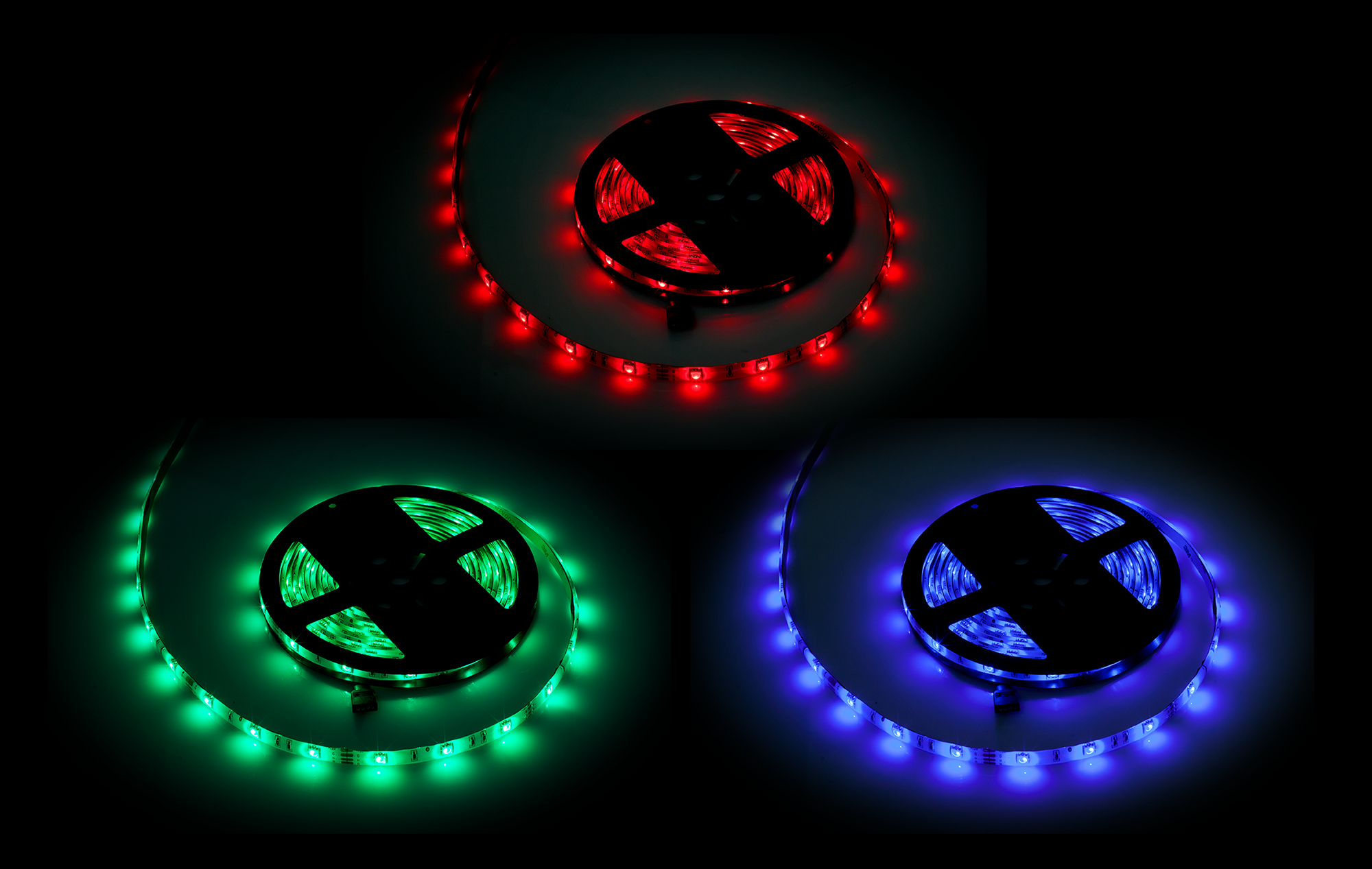 Rebel RGB LED strip, 5 m, 150× 5050 SMD, waterproof, white PCB