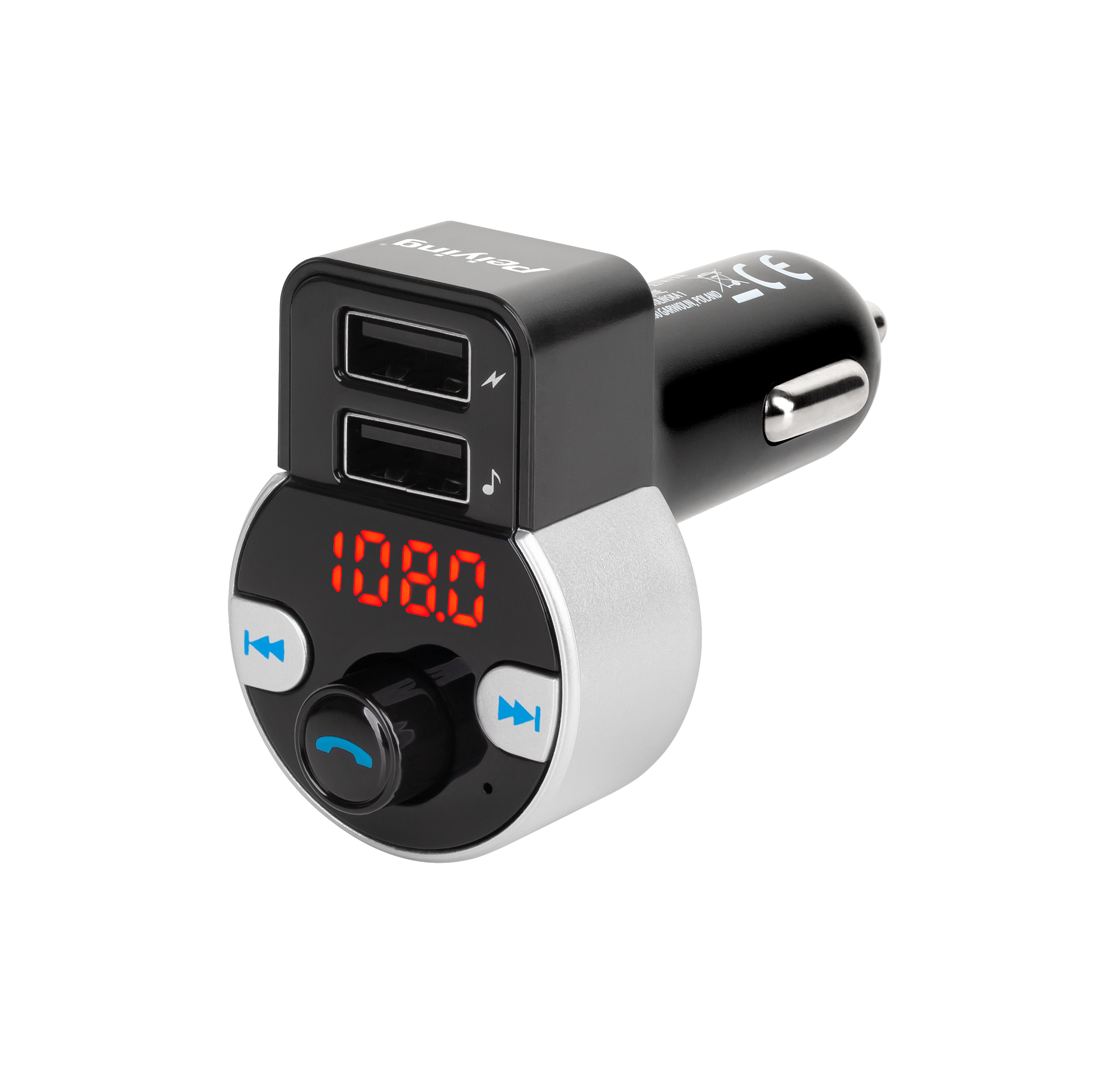 Auto FM-saatja Bluetooth-funktsiooniga (2 USB-pesa)