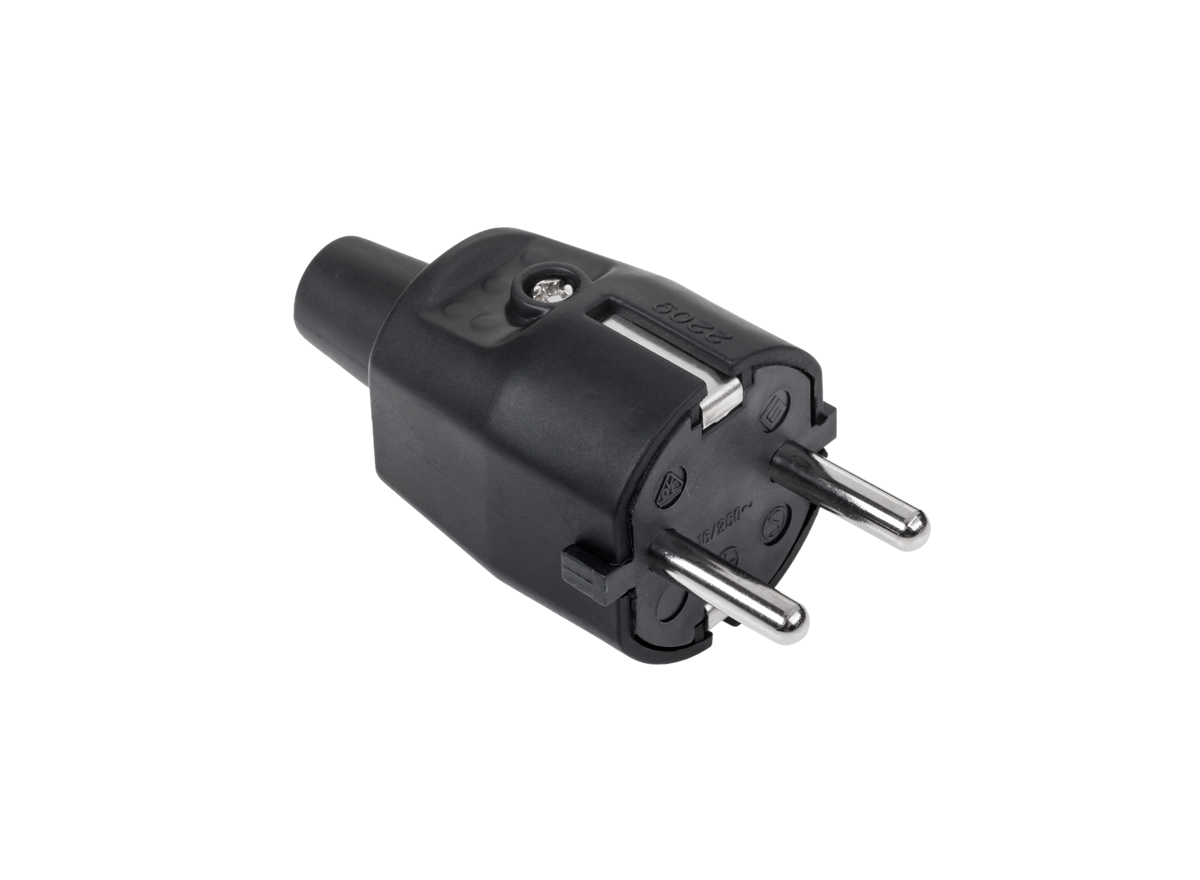 2209 Saksa tüüpi kummipistik, 16 A, 250 V, must