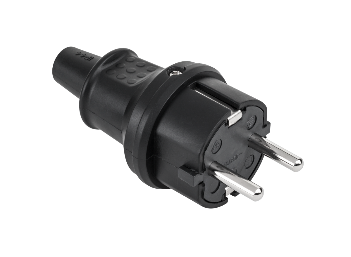 2237 Saksa tüüpi kummipistik, 16 A, 250 V, IP44, must