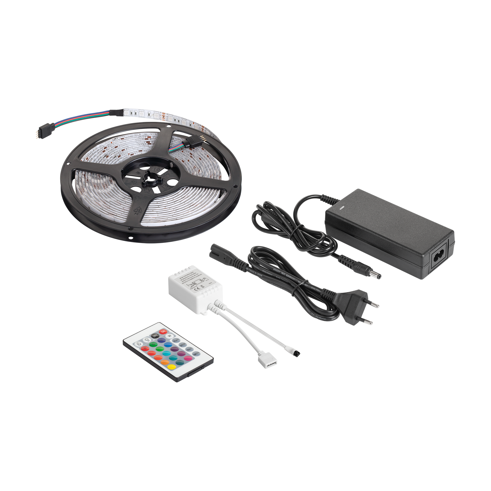 LED lighting kit (RGB LED strip, color controller, power supply)