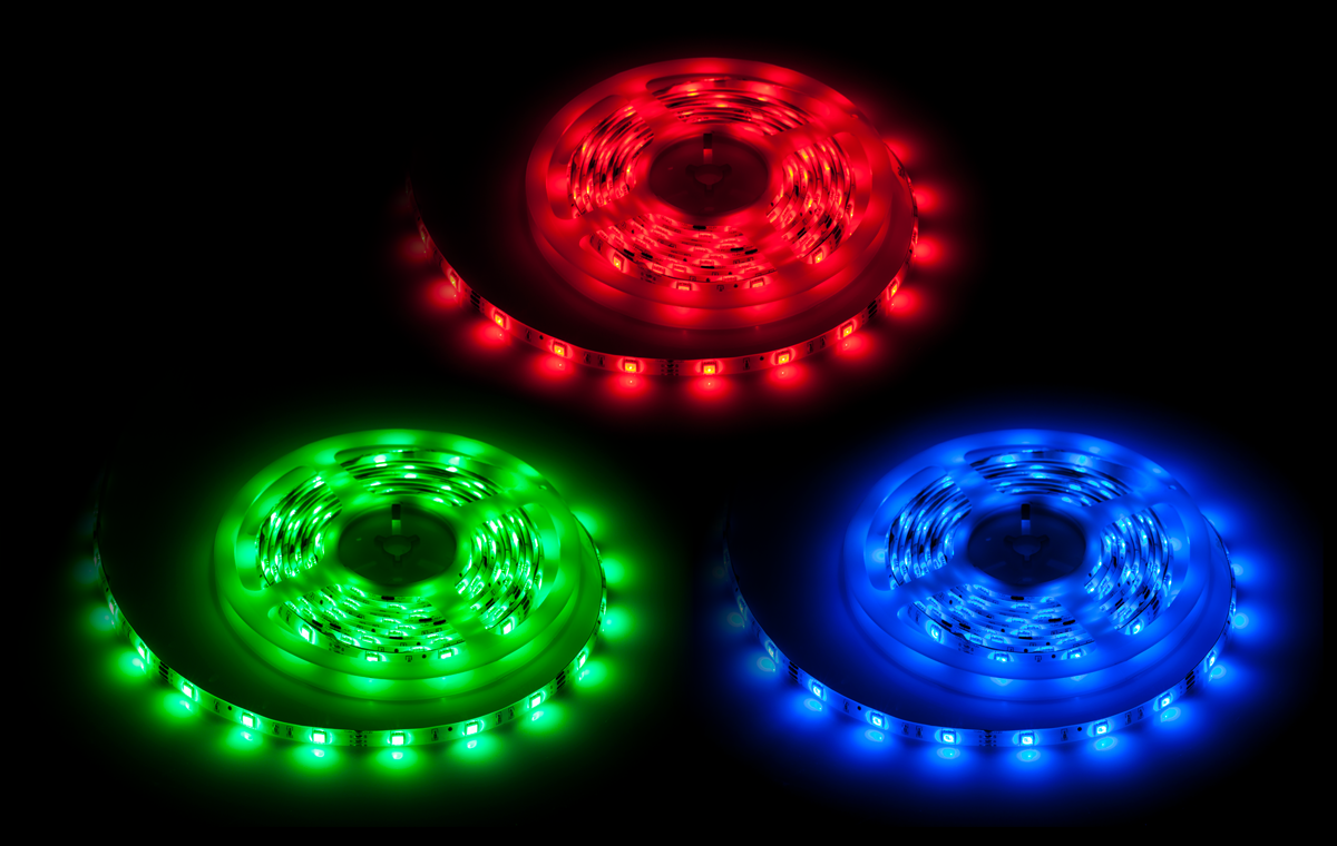 Lighting kit with 150-LED 5050 SMD strip, power supply and colour controller