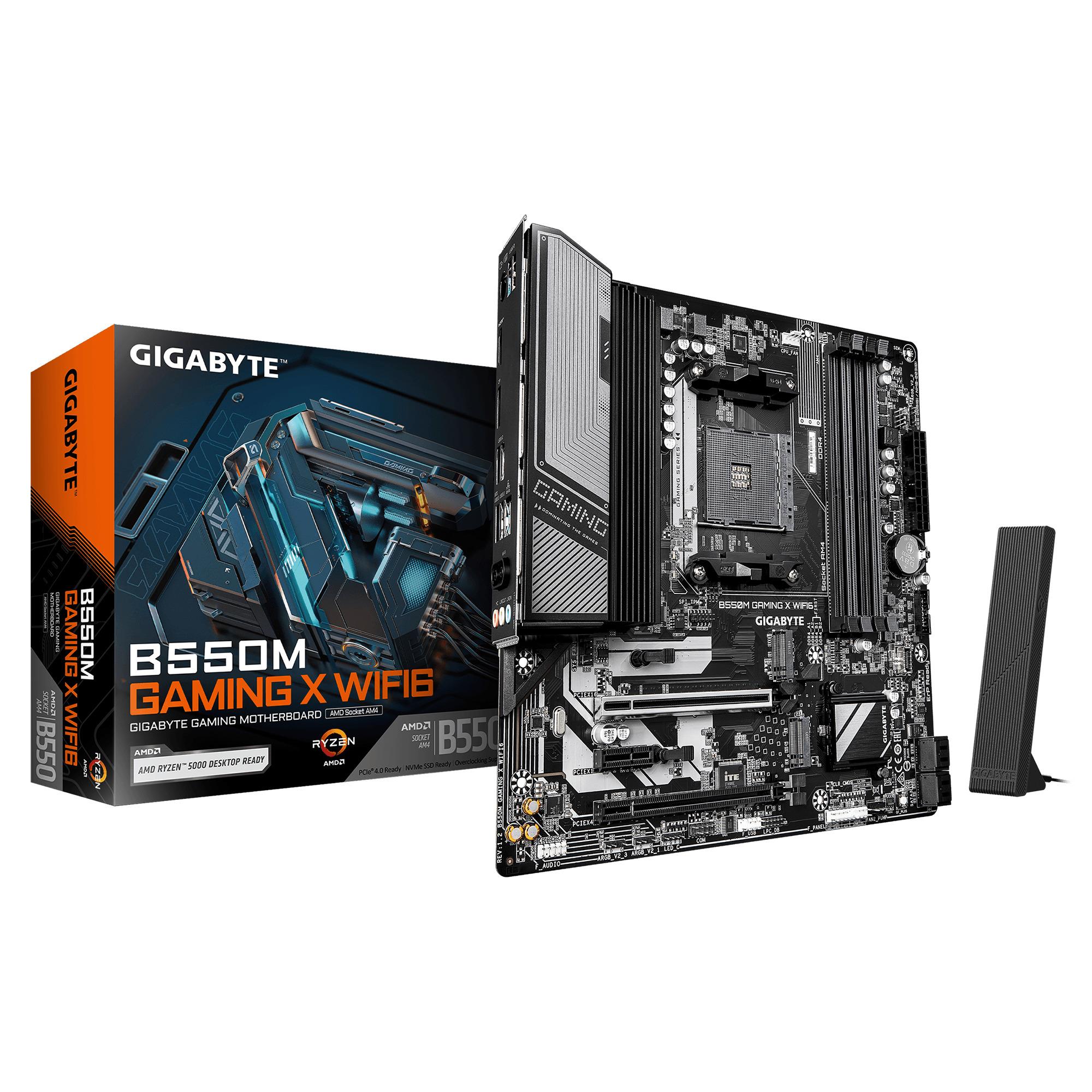 Gigabyte B550M Gaming X WiFi6 1.2 AMD B550 Socket AM4 micro ATX emaplaat, DDR4, 4 pesa, Wi-Fi, Bluetooth, 2 × M.2
