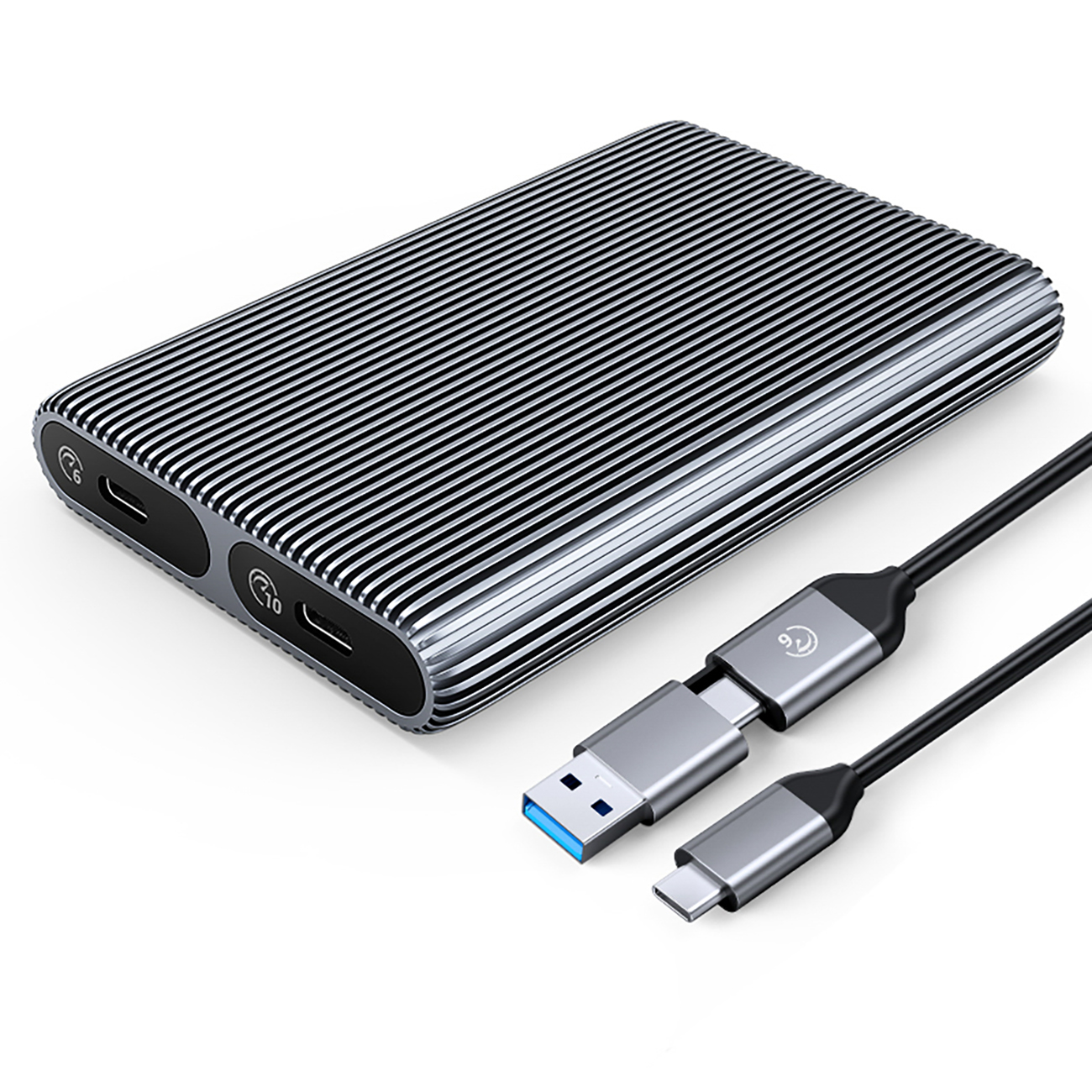 Orico AM2C3-2SN kahe kettaga korpus kahele M.2 SATA ja NVMe kettale, USB-C 3.2, 6/10 Gb/s, hall