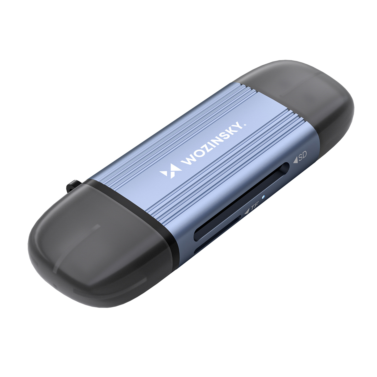 Hall alumiiniumist SD- ja microSD-mälukaardilugeja Wozinsky WCR-5G USB-A 3.0 / USB-C 3.0 ühendusega