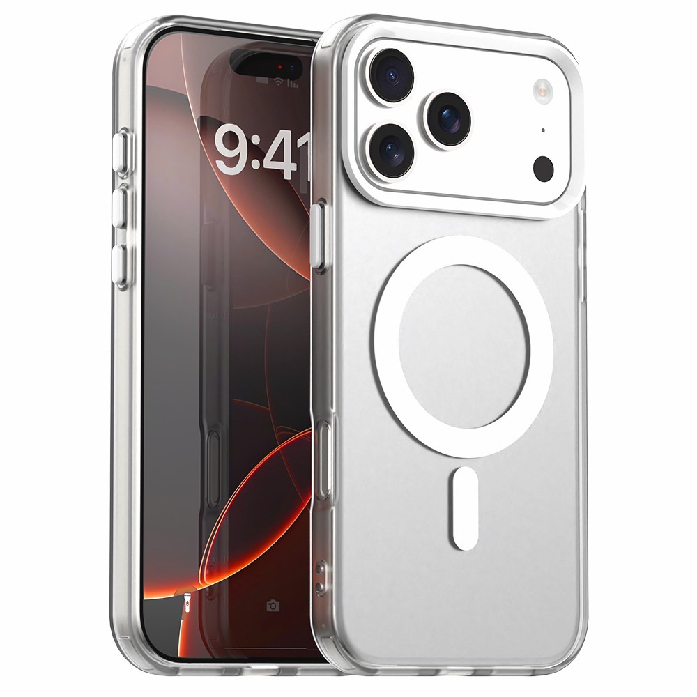 Valge magnetiline PC-, PET- ja TPU-hübriidümbris iPhone 18 Pro Max / 17 Pro Max jaoks