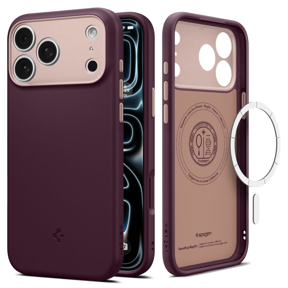 Spigen Nano Pop MagSafe  iPhone 18 Pro / 17 Pro ümbris, tume kirsipunane