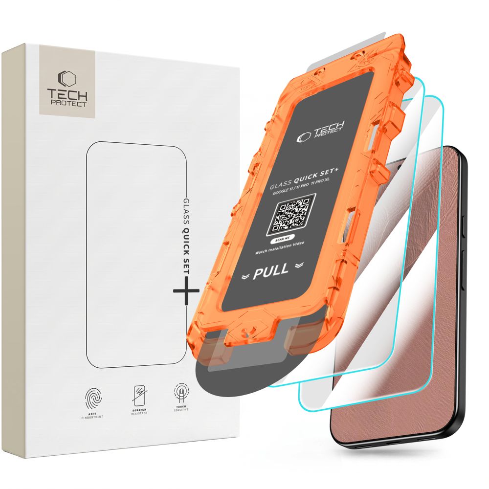 Tech-Protect Quick Set+ karastatud klaasist kaitsed seadmele Google Pixel 9 / 9 Pro / 10 / 10 Pro / 11 / 11 Pro, 2 tk