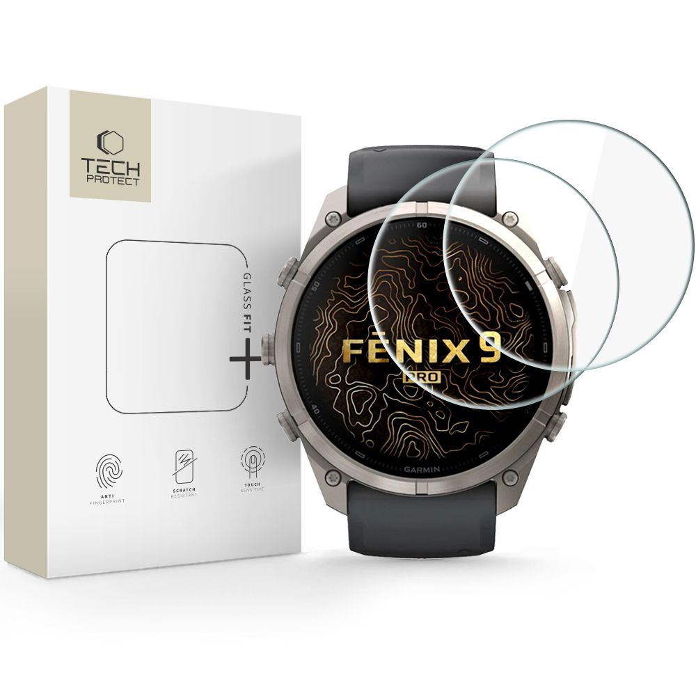 Tech-Protect Glass Fit+ karastatud klaasist kaitsed seadmele Garmin Fenix 9 Pro 51 mm, 2 tk