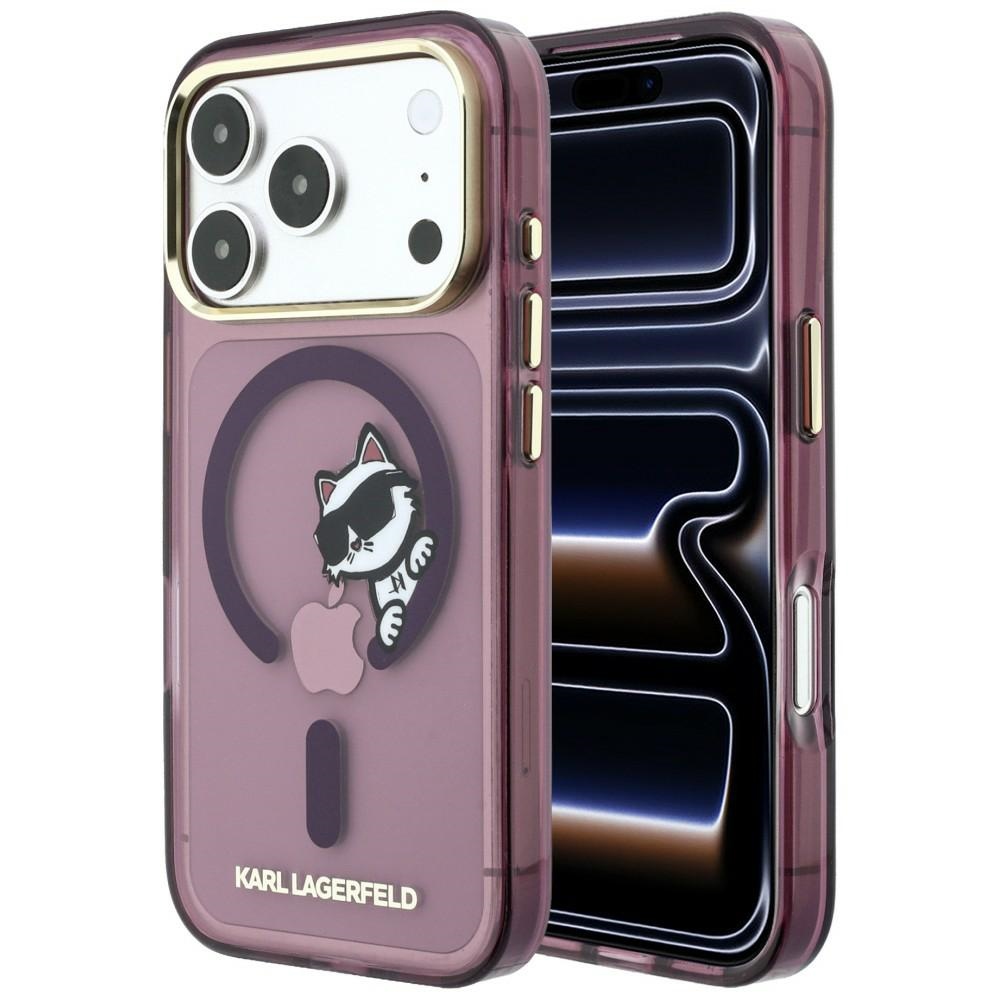 Karl Lagerfeld Peekaboo Logo ümbris seadmele iPhone 18 Pro Max / 17 Pro Max, MagSafe-ühilduv – bordoopunane