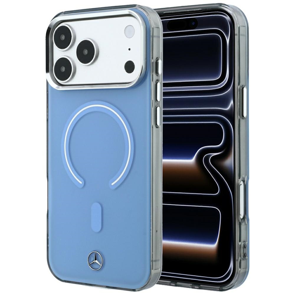 Mercedes Double Layer Iconic Logo ümbris seadmele iPhone 18 Pro Max / 17 Pro Max, MagSafe-ühilduv – sinine