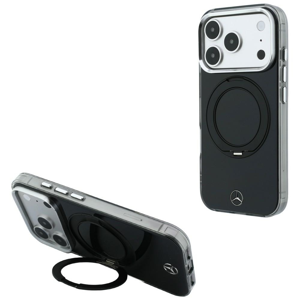 Mercedes Iconic Logo ümbris seadmele iPhone 18 Pro Max / 17 Pro Max, rõngastoega, MagSafe-ühilduv – must