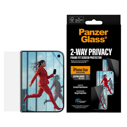 Läbipaistev klaasist ekraanikaitse PanzerGlass Privacy privaatsuskaitse ja EasyAligneriga Apple iPhone Duole