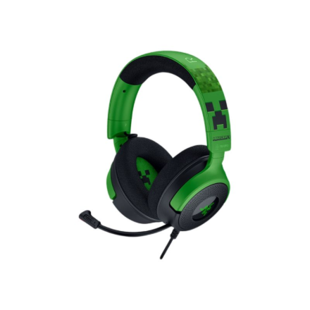 Juhtmega kõrvu ümbritsevad mängurikõrvaklapid Razer Kraken V4 X mikrofoniga, Minecraft Edition
