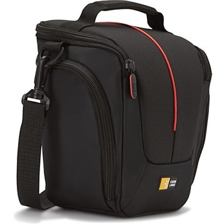 Case Logic DCB-306 must kott standardse suumobjektiiviga peegelkaamerale; tõmblukuga sisetasku kaartidele, filtrile või lapile ning tõmblukuga küljetaskud akule, kaablitele ja objektiivikorgile