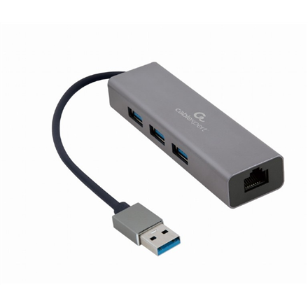 Cablexpert A-AMU3-LAN-01 USB AM Gigabit võrguadapter 3-pordilise USB 3.0 jaoturiga