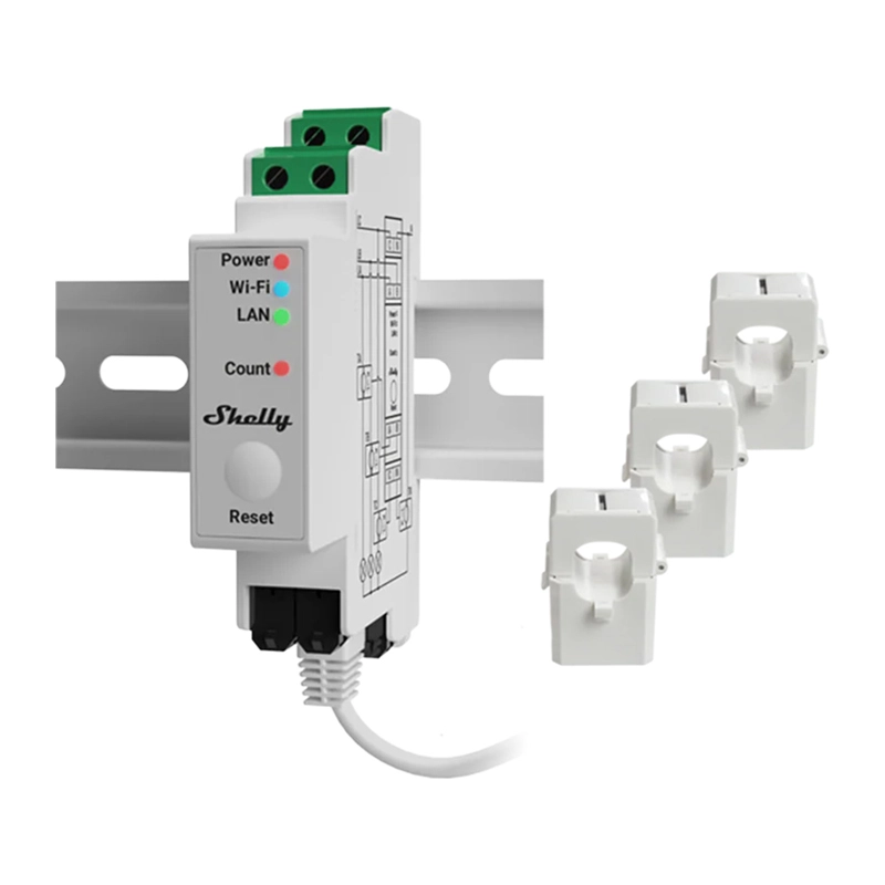 Shelly PRO 3EM 120A 3-faasiline WiFi/Bluetooth/Matter elektriarvesti