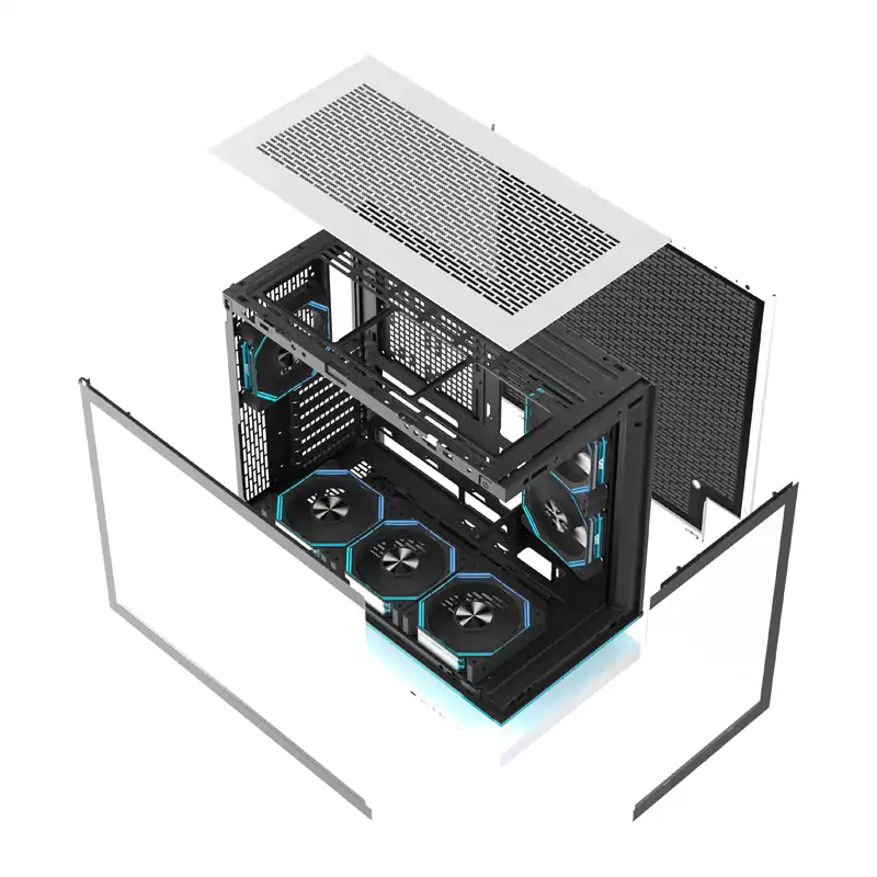 DarkFlash F1 ATX-arvutikorpus 6 ventilaatoriga, valge