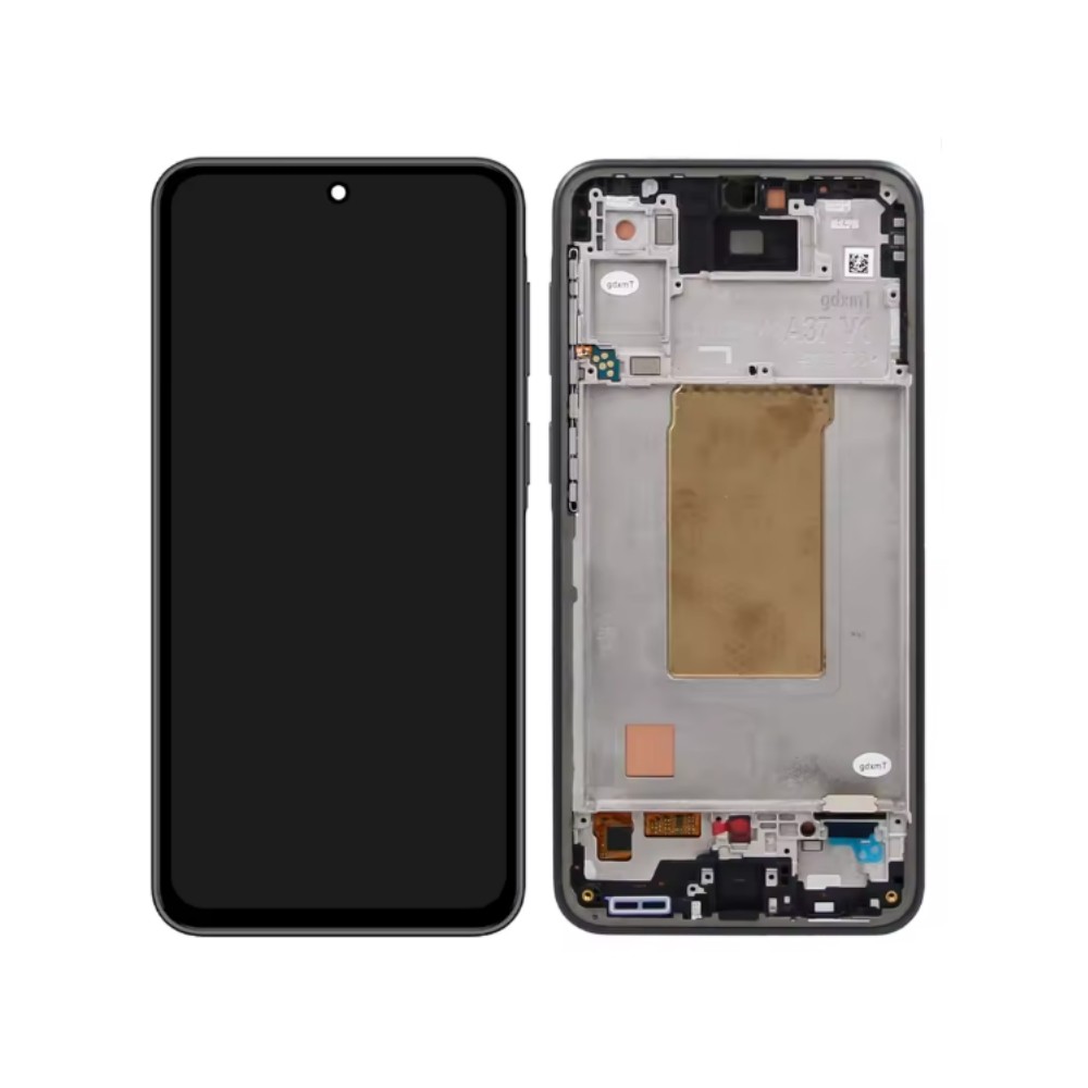 OLED-puuteekraan koos raamiga Samsung A376 A37 5G jaoks, tegelikus suuruses, must