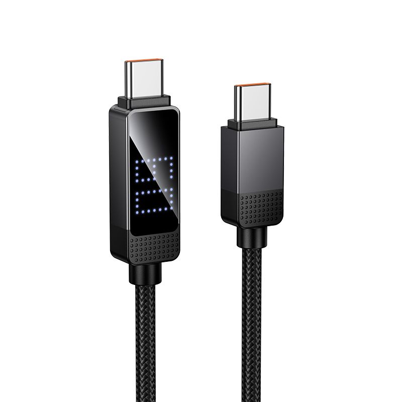 Hoco U154 USB-C–USB-C-kaabel punktmaatriks-LCD-ekraaniga, 3 A, 60 W, 1 m, must
