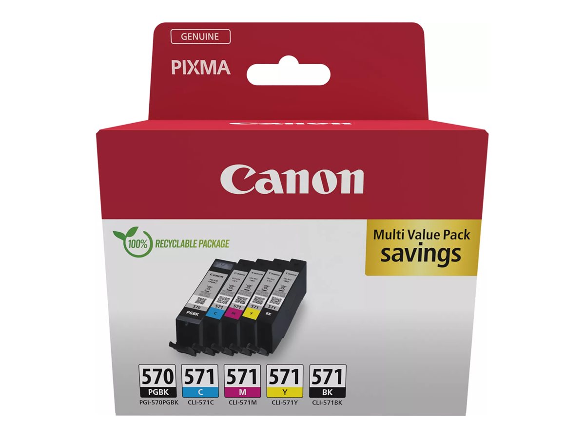 Canon PGI-570 / CLI-571 PGBK/BK/C/M/Y tindikassettide komplekt, 5 tk, kaks musta, tsüaan, magenta ja kollane
