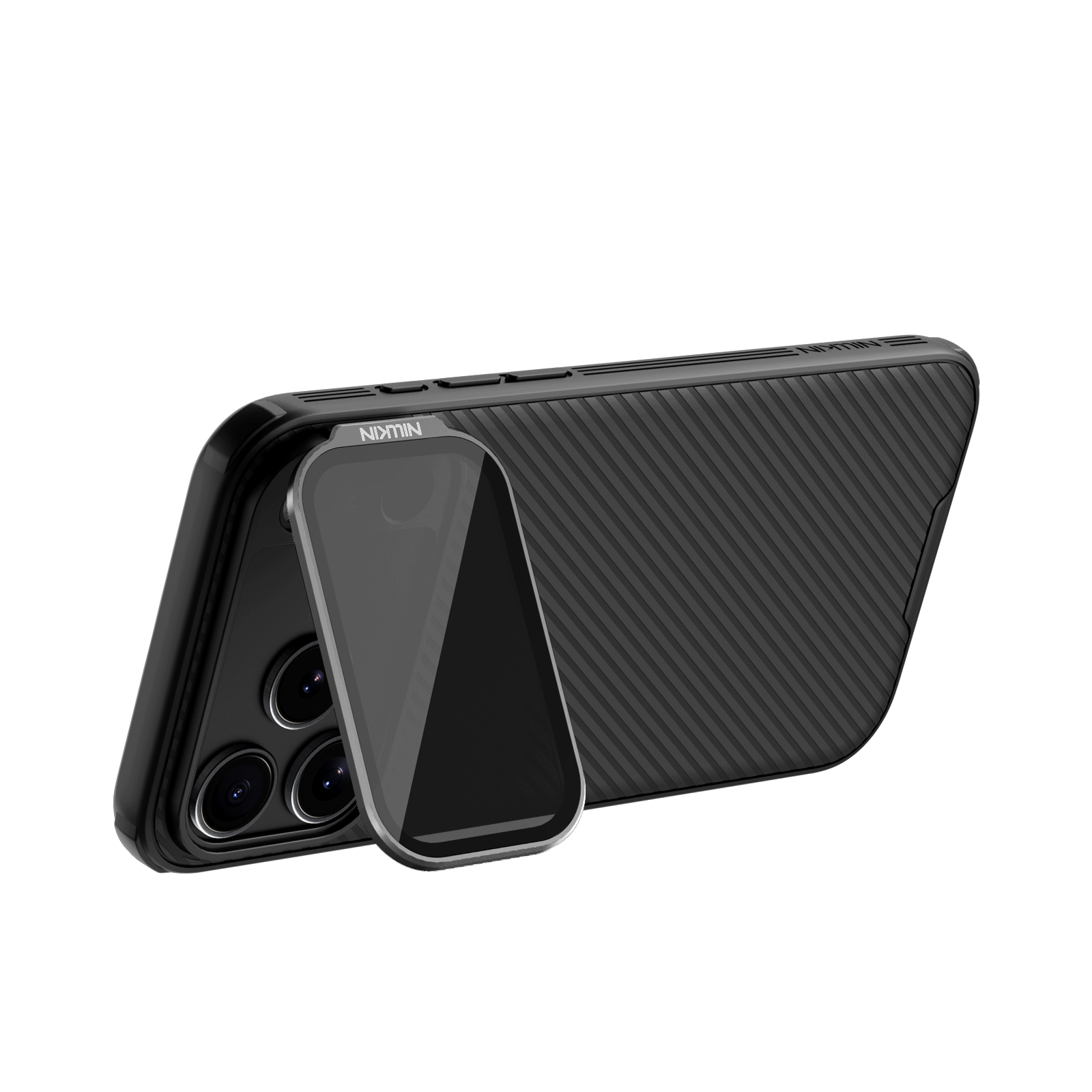 Nillkin CamShield Prop magnetümbris iPhone 17 Pro Max / iPhone 18 Pro Max telefonile, must, läbipaistva objektiivikattega versioon