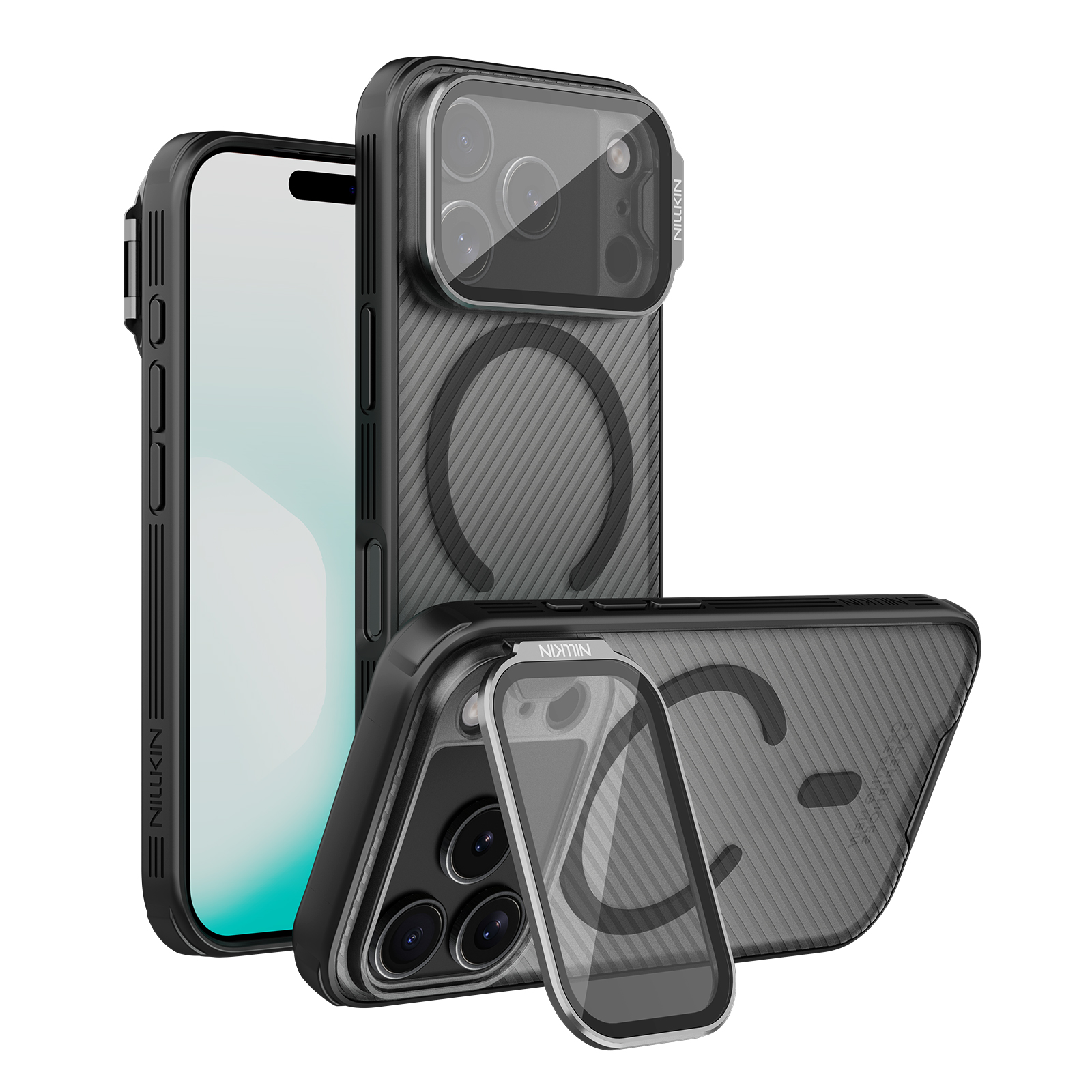 Nillkin CamShield Prop magnetümbris iPhone 17 Pro / iPhone 18 Pro telefonile, must