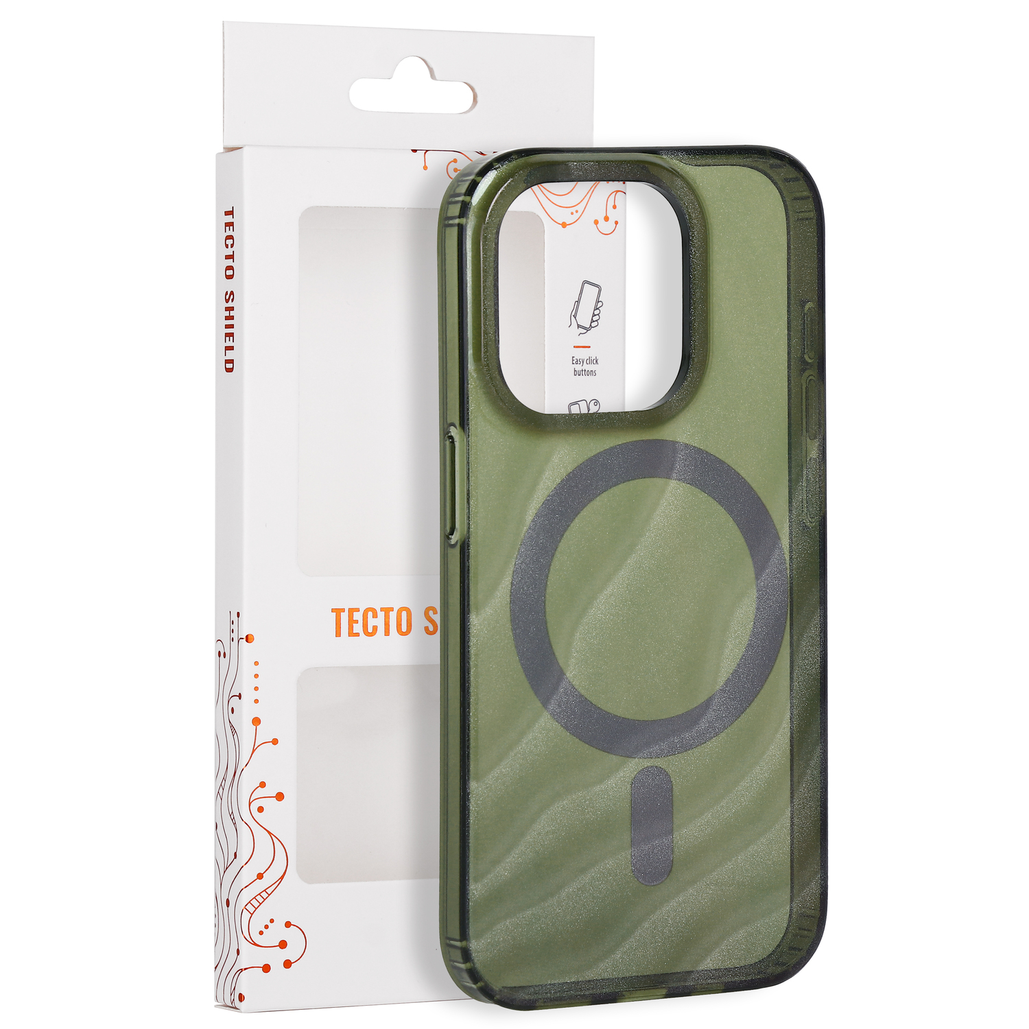 Tecto Shield Desert Mag ümbris mudelile iPhone 15 Pro 6,1", tume oliivroheline