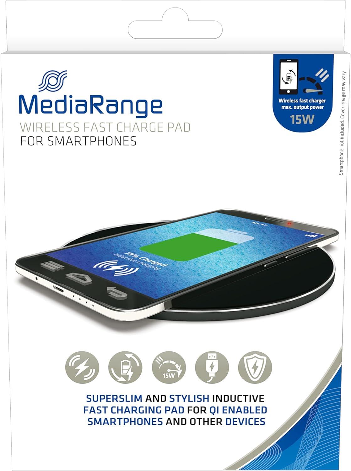 MediaRange MRMA118 juhtmevaba laadimisalus telefonile, 15 W, must