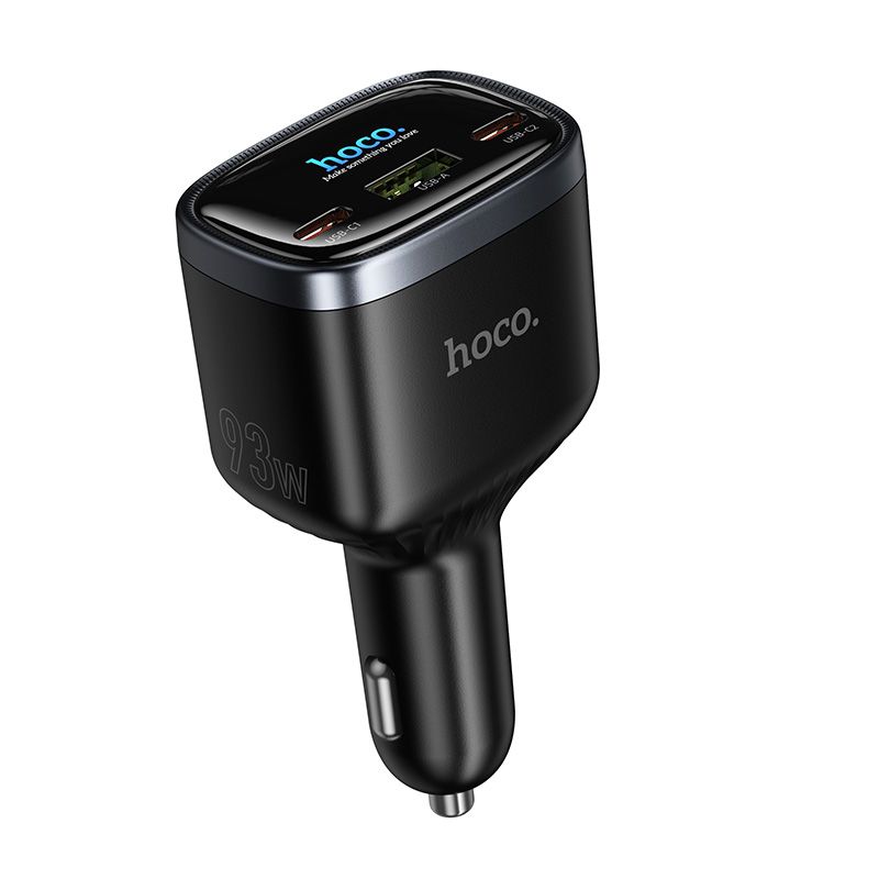 Autolaadija Hoco Z70, USB-A + 2 × USB-C, PD QC3.0, 93 W, must