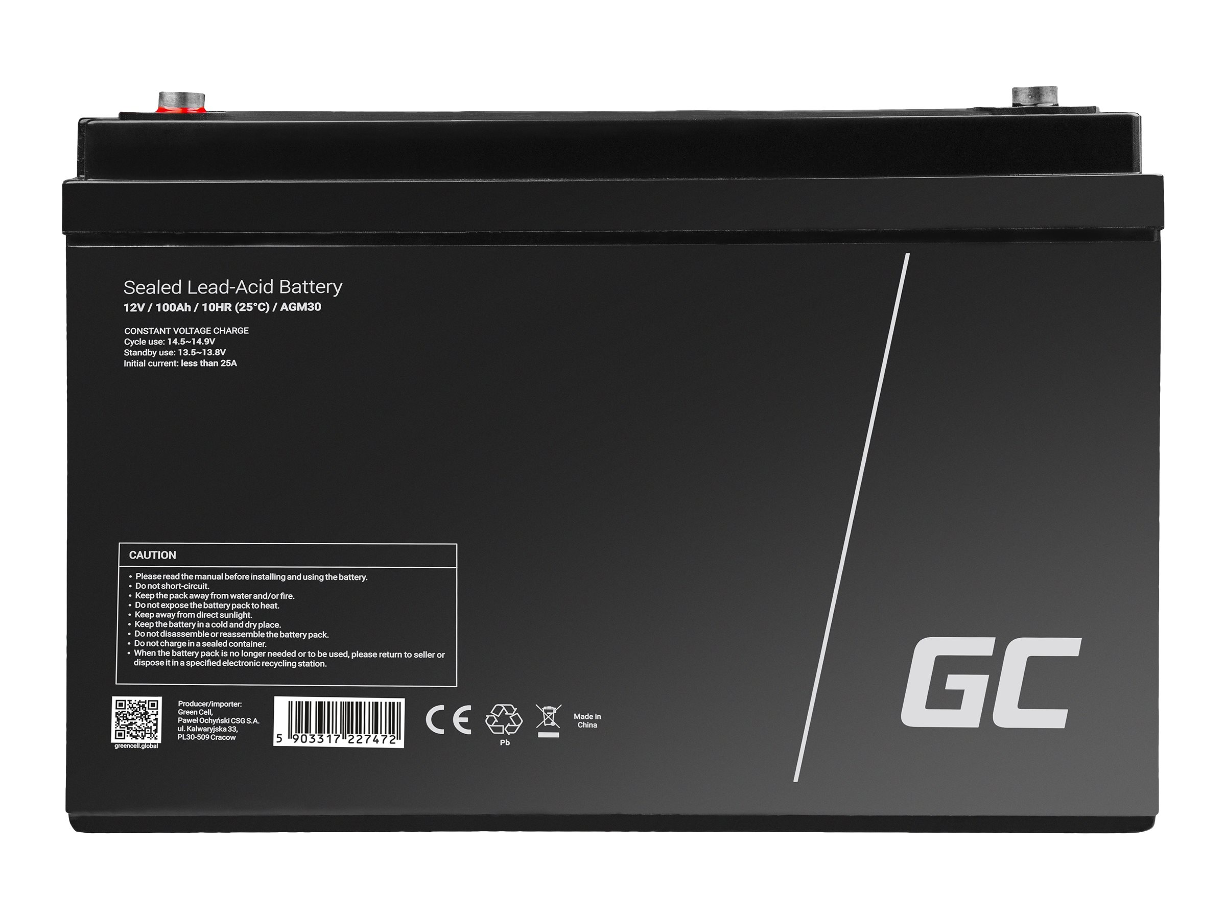 Green Cell AGM30 VRLA AGM aku, 12 V, 100 Ah