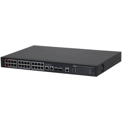 Dahua S4228-24GT-360 hallatav L2-võrgukommutaator, 26 RJ-45 Gigabit Etherneti (10/100/1000) porti, PoE, 24 PoE-porti, PoE kogueelarve 360 W