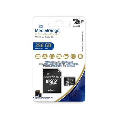 MediaRange MR946 microSDXC-mälukaart, 256 GB, UHS-1, adapteriga