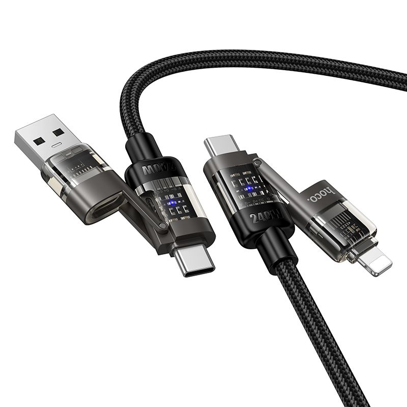 Kaabel 4in1 USB A/C USB C/Lightning Hoco 240W 1,2 m U151 must
