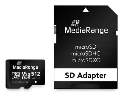 MediaRange MR947 microSDXC-mälukaart, 512 GB, UHS-1, adapteriga